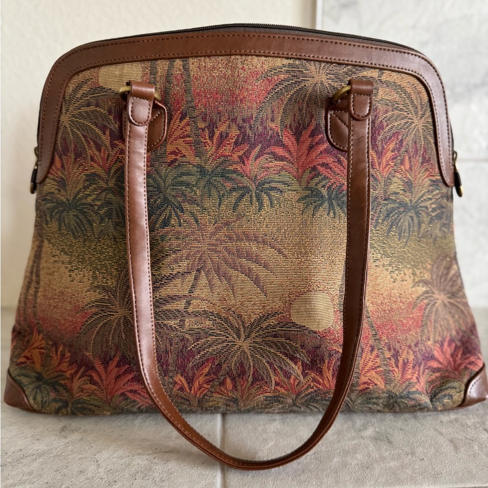Ricardo Brand Brown Multicolor Tropical-Print Shoulder Bag - Picture 3 of 16
